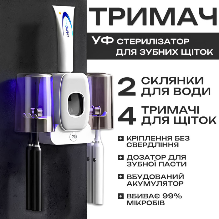 Тримач для зубних щіток із двома чашками XL-717, органайзер для ванної