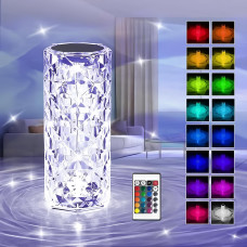 Настільна сенсорна лампа кришталева троянда RGB USB Crystal Lamp