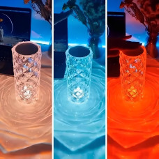 Настільна сенсорна лампа кришталева троянда RGB USB Crystal Lamp