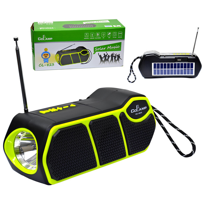 Радіоприймач 3в1 CL-823, з сонячною панеллю, ліхтарем, МР3-плеєром, Bluetooth, PowerBank, TF та FM,SW,AM Радіоприймач 3в1 CL-823, з сонячною панеллю, ліхтарем, МР3-плеєром, Bluetooth, PowerBank, TF та FM,SW,AM