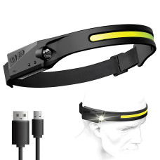 Налобний ліхтарик з сенсором і датчиком руху акумуляторний світлодіодний