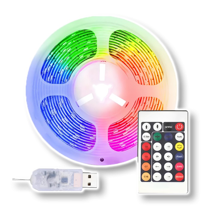 Світлодіодна RGB стрічка 10 м з пультом та Bluetooth на USВ водонепроникна 