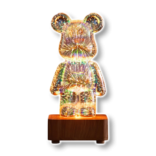 Нічник світильник 3D “Ведмедик” з ефектом феєрверку від USB 