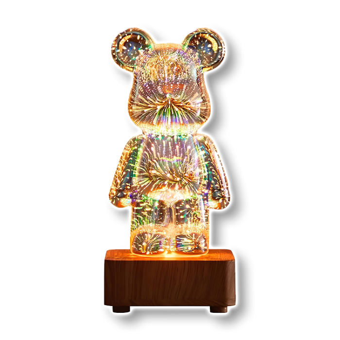 Нічник світильник 3D “Ведмедик” з ефектом феєрверку від USB 