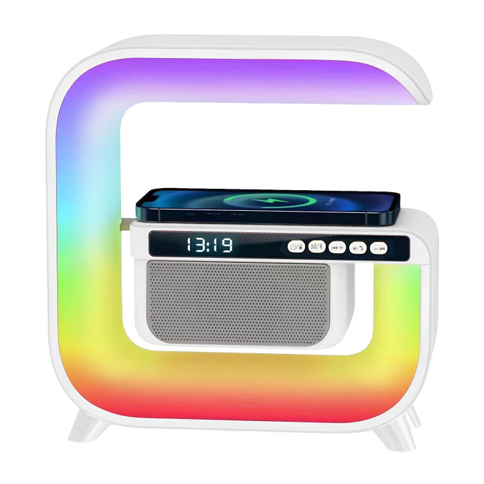 Нічник світильник RGB акумуляторний з бездротовою зарядкою і Bluetooth колонкою G3