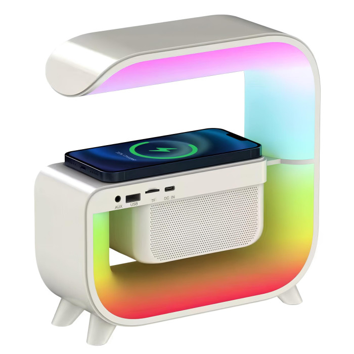 Нічник світильник RGB акумуляторний з бездротовою зарядкою і Bluetooth колонкою G3