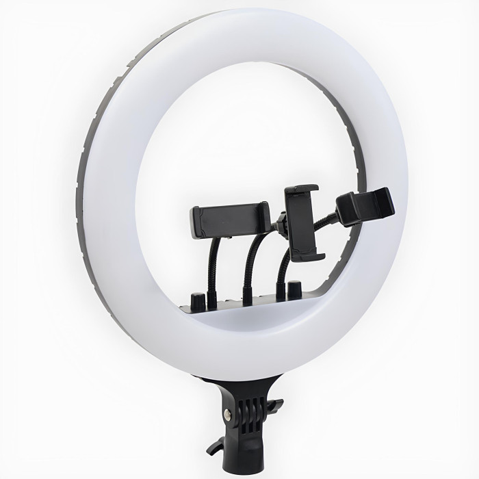 Кільцева LED лампа RL-18 пульт з трьома кріпленнями для телефону і пультом управління 45 см (без штатива) Кільцева LED лампа RL-18 пульт з трьома кріпленнями для телефону і пультом управління 45 см (без штатива)