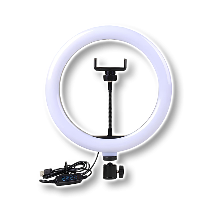 Кільцева LED лампа QX 260 з кріпленням для телефону USB 26 cм (без штатива)