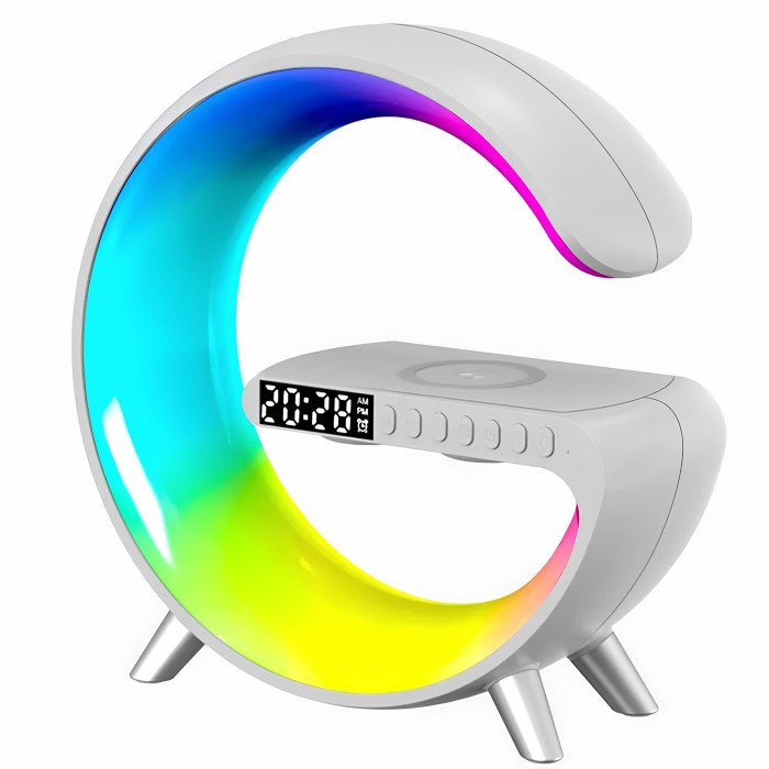 Лампа-нічник RGB настільна з акумулятором, бездротовою зарядкою та Bluetooth колонка Light Sound Machine G11 Лампа-нічник RGB настільна з акумулятором, бездротовою зарядкою та Bluetooth колонка Light Sound Machine G11