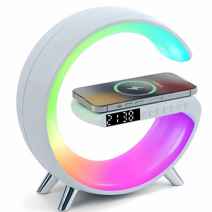 Лампа-нічник RGB настільна з акумулятором, бездротовою зарядкою та Bluetooth колонка Light Sound Machine G11 Лампа-нічник RGB настільна з акумулятором, бездротовою зарядкою та Bluetooth колонка Light Sound Machine G11