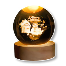 Декоративний 3D нічник з LED підсвічуванням кришталева куля "Merry Christmas" USB