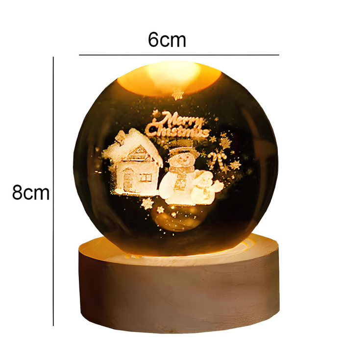 Декоративний 3D нічник з LED підсвічуванням кришталева куля "Merry Christmas" USB