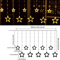 Гірлянда-штора LED "Зірки" 8 режимів, 3x0,8 м теплий колір USB