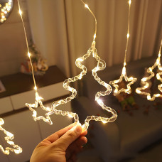 Гірлянда-штора LED "Зірки та ялинки" 8 режимів, 3x0,8 м теплий колір USB