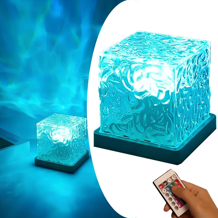 Нічник проектор настільний з ефектом водяної хвилі RGB з пультом Dynamic Water Pattern Light  
