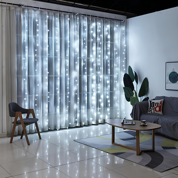 Світлодіодна гірлянда "Штора" 3х6м 600 Led з крючками, USB та пультом