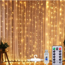 Світлодіодна гірлянда "Штора" 3х6м 600 Led з крючками, USB та пультом