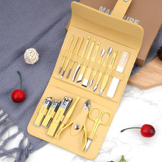 Манікюрний набір 16 предметів жовтий чохол Manicure Set